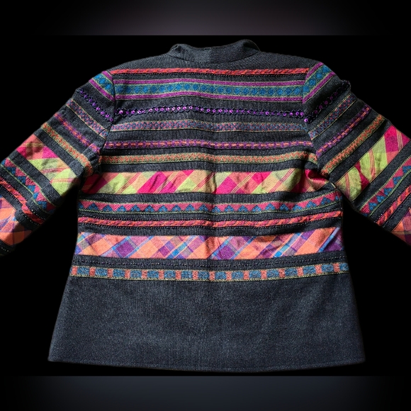 Multicolor Woven Embroidered Stripes Coldwater Creek Petite Jacket – Size 10P - Picture 11 of 16